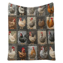 Vintage hane-ternet flanneltæppe 135x143 cm