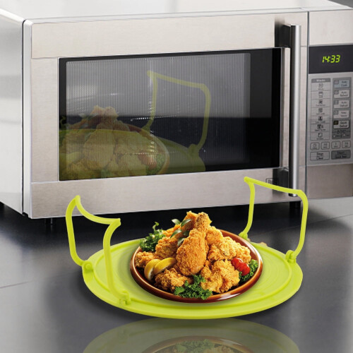 Delaman steaming dish plastic microwave rack green 2