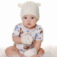 Set di cappellino e guanti per neonati, morbidi guanti invernali in maglia.