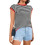 Dame sweatervest med striber og rund hals, sort XL 1