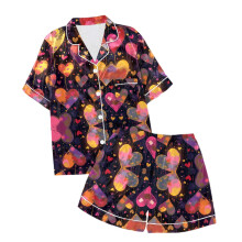 Mädchen-Pyjama-Set zum Valentinstag, Schwarz, Größe 8-9 Jahre