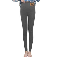 Damleggings med hög midja, tjocka plysch, grå