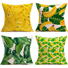 Banaanityynynpäälliset puuvillapellavasta 20x20 tuumaa 4 kpl:n setti