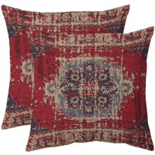 Fundas de cojín decorativas rojas estilo boho de lino de 40x40 cm (juego de 2)