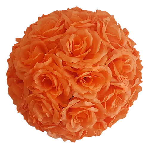Kunstig rosenblomstkugle orange 13 cm