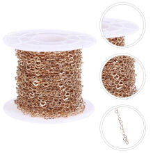 Création de bijoux en chaîne à maillons en forme de cœur, cuivre doré, 1 rouleau