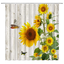 Duschvorhang im Landhausstil mit Sonnenblumenmuster, 72 x 72 Zoll