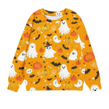 Unisex barntröja med Halloween-tryck, långärmad, rund halsringning