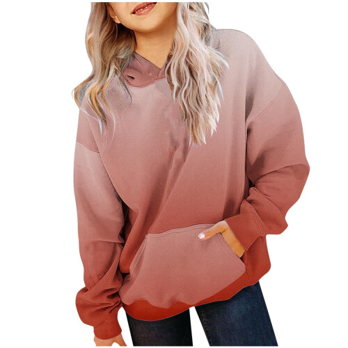 Oversize-Hoodie für Teenager-Mädchen, roter Langarmpullover