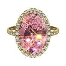 Roze eivormige ring met strasssteentjes, damesmaat 5-11