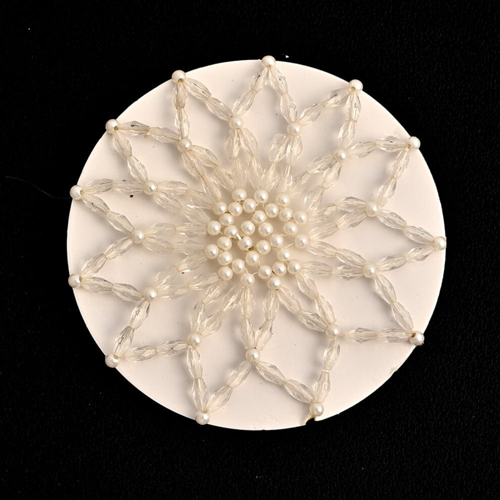 Elastic Hair Bun Cover Crochet Net with Rhinestones