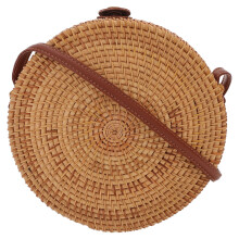 Sac à main rond en rotin pour femme, bandoulière plage été