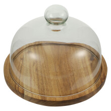 Alzata a cupola in vetro per dessert e formaggi.