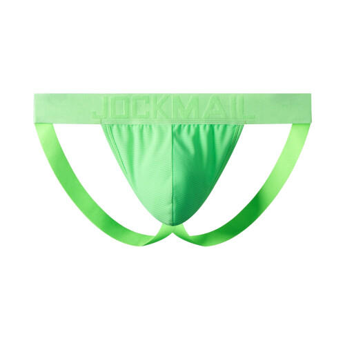 Groene, ademende, casual stringjockstrap voor heren. 1