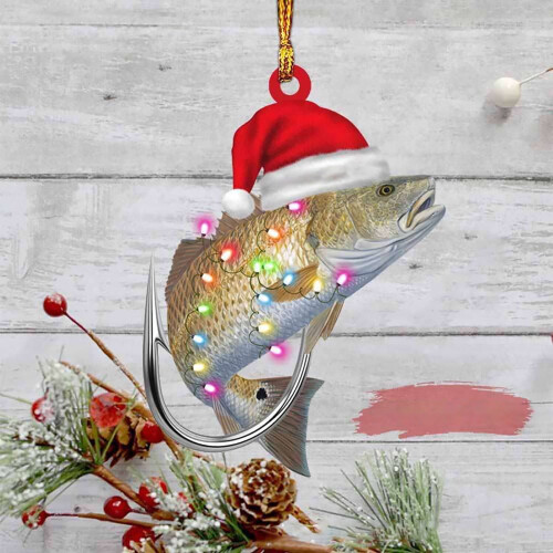 Green Bass Fish Christmas Ornament 2D Personalized 1
