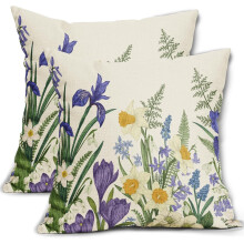 Fodere per cuscini floreali vintage, bianco e viola, 18x18 cm, set da 2
