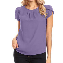 Blusa informal de gasa para mujer, cuello redondo, manga corta.