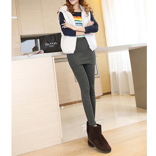 Damen-Leggings mit integriertem Rock, Dunkelgrau