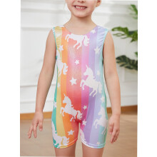 Body da ginnastica per bambina con unicorno arcobaleno scintillante