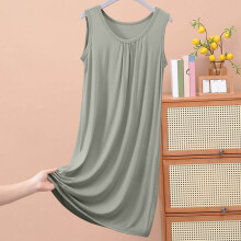 Camicia da notte da donna ampia senza maniche con scollo rotondo, tinta unita