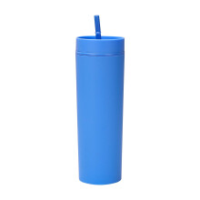 Copo térmico de acrílico de parede dupla de 473 ml (16 oz) com tampa e canudo.