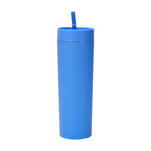 Doppelwandiger Acrylbecher, 473 ml, mit Deckel und Strohhalm