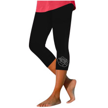 Pantaloni capri da yoga da donna a vita alta con motivo a rombi in seta di latte