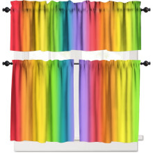 Regenbogenfarbene Küchenvorhänge, Verdunkelungsvorhänge, 54 x 36 Zoll, 3-teilig
