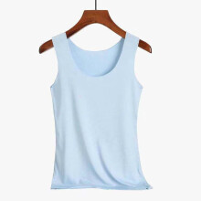 Tankini de mujer estilo streetwear, top azul liso sin mangas, corte holgado.