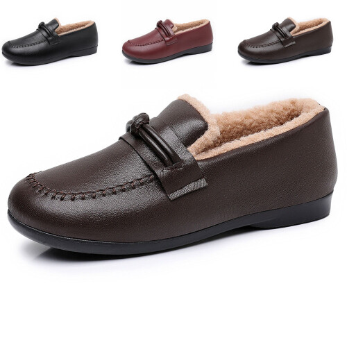 Γυναικείες Χειμερινές Μπότες Slip-On με Φλις Επένδυση, Ζεστές, Φλατ, Καθημερινές