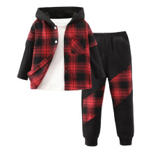 Conjunto de calça e blusa de manga comprida estampada para meninos (2 peças) - Vermelho - 6-7 anos