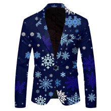 Sobretudo masculino casual com estampa de flocos de neve e botões na lapela.