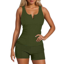 Γυναικείο σετ μαγιό tankini δύο τεμαχίων, σε μέτριο στυλ