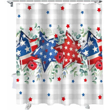 Duschvorhang mit patriotischem Sternenflaggen-Design zum 4. Juli, 72 x 72 cm