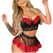 Tacar lingerie lása do mhná, bra agus sciorta, 2 phíosa