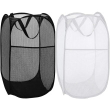 Cesto de roupa suja dobrável de luxo em tela com bolso lateral (pacote com 1 a 3 unidades)