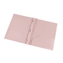 Cartellina in plastica rosa con 2 tasche e 3 fermagli, formato lettera