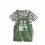 Completo due pezzi in cotone per bambini piccoli, composto da top a righe verdi e 1