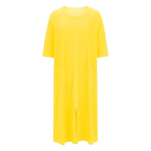Peignoir long à manches courtes et fermeture éclair pour femme