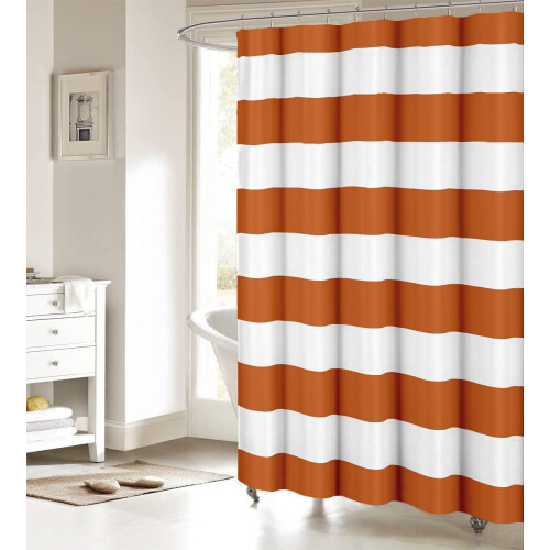 Duschvorhang Orange-Weiß gestreift, wasserdicht, Polyester