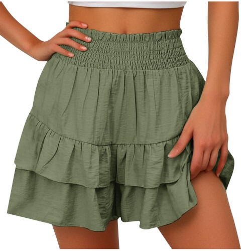 Gonna-pantalone da donna a vita alta con volant e balze.