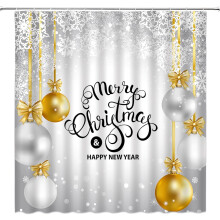 Weihnachtlicher Duschvorhangstoff mit goldenen und silbernen Kugeln