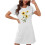 Camicia da notte da donna con stampa girasoli, scollo rotondo e maniche corte 1
