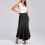 Sort dame satin højtaljet slim fit lang nederdel i sort 1