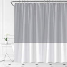 Boho douchegordijn van grijs-witte, gestructureerde stof, 36 x 72 inch.