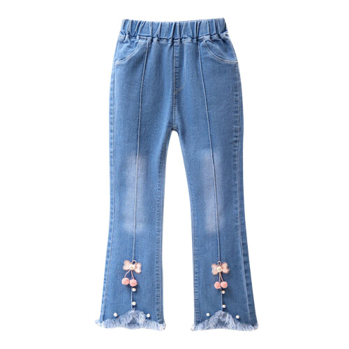 Rosa utsvängda jeans för flickor, storlek 2T