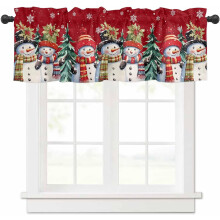 Weihnachts-Schneemann-Gardine, roter Schal, Design 54 x 18 Zoll