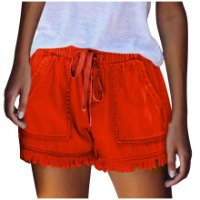 Högmidjade jeansshorts för kvinnor, enfärgade, 1 par
