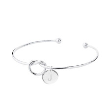 Ασημένιο βραχιόλι με αρχικά Love Knot και δίσκο