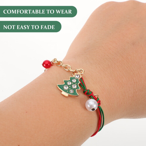 Christmas tree charm bracelet adjustable rope hand chain 1
